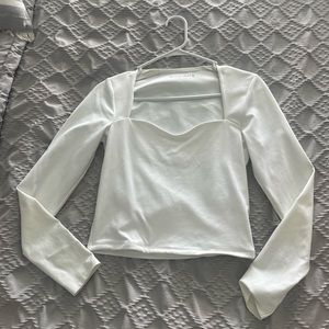 Abercrombie white long sleeve sweetheart square cut cropped medium